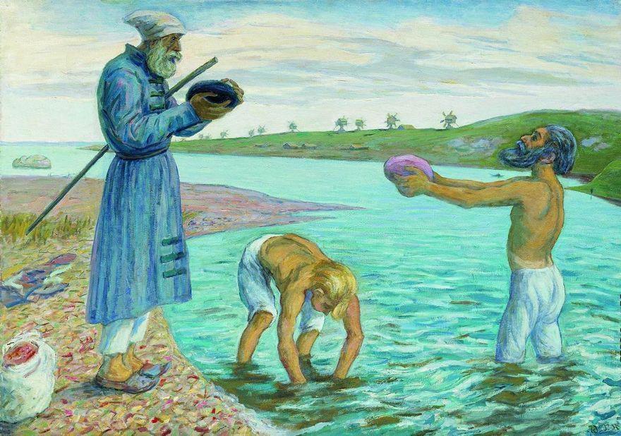 Дионисий с сыновьми на Бородавском озере