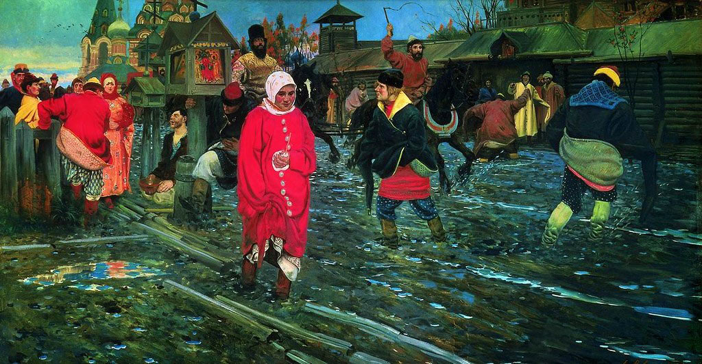 Московская улица 17 века в праздничный день 1895 г